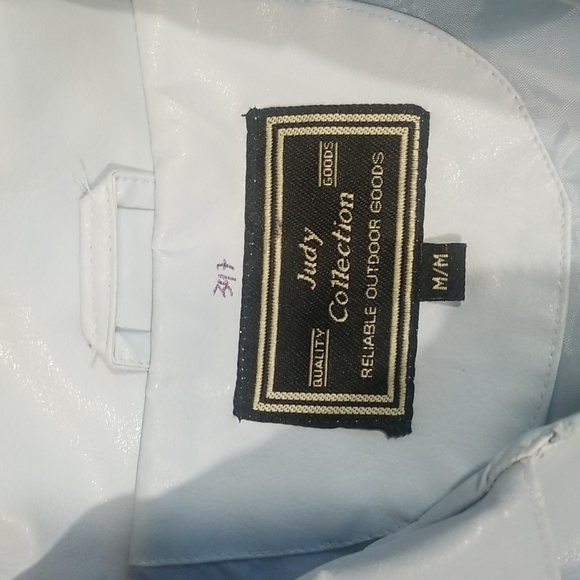 Judy Collection Faux Leather Light Baby Blue Zippered Jacket. M - Picture 9 of 12